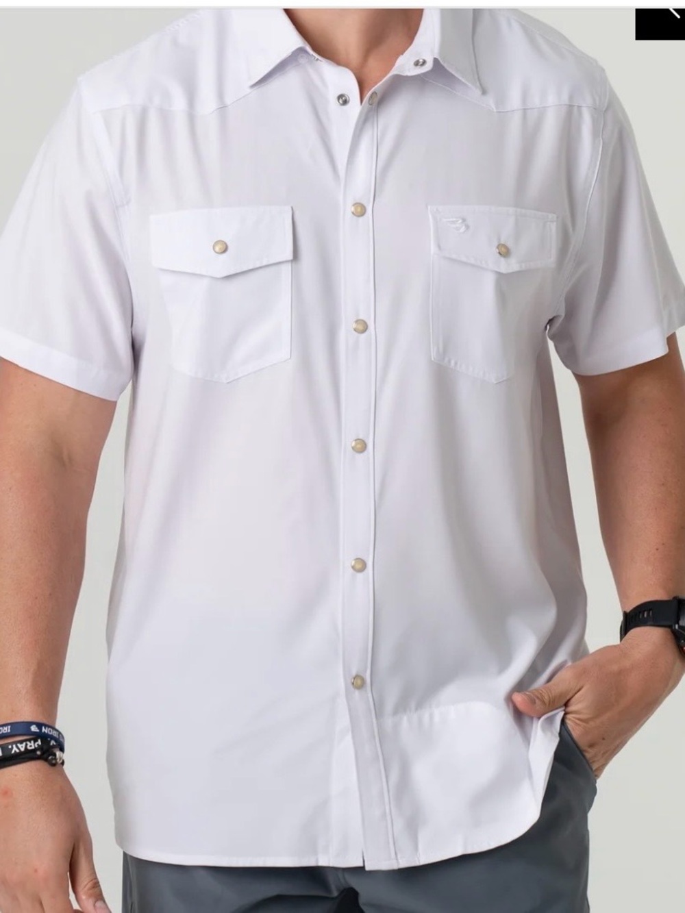 Men's Short Sleeve Button-Down Work Shirt in White